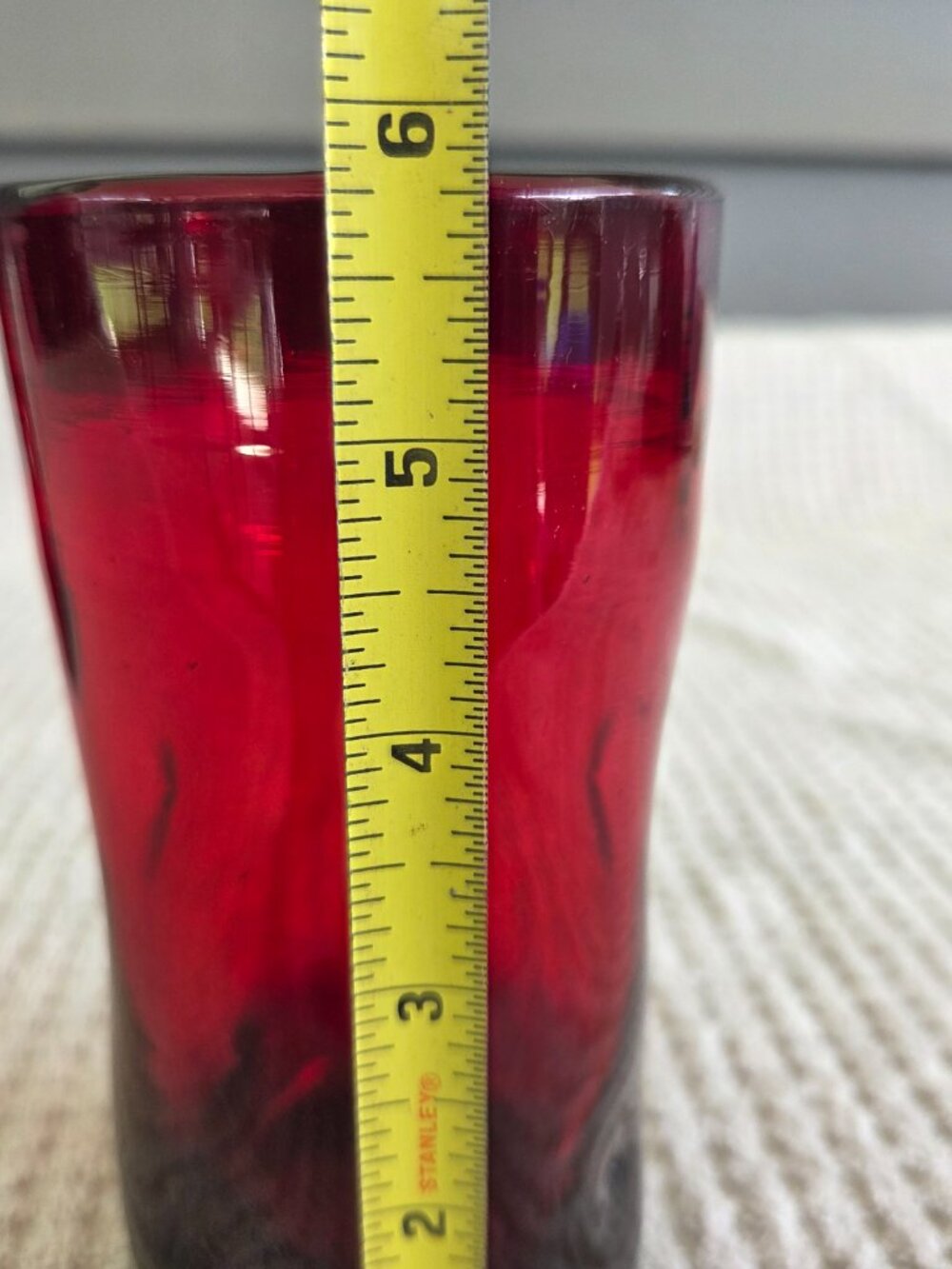 Ruby Red Dimpled Pinched Blenko Glasses Tumblers x 2 6" Tall 1950's MCM - Picture 5 of 5